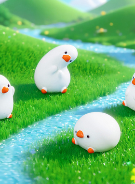 可爱树脂卡通小动物花盆白鹅摆件