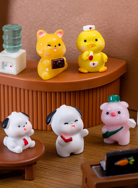 卡通手工职业小动物工作小摆件