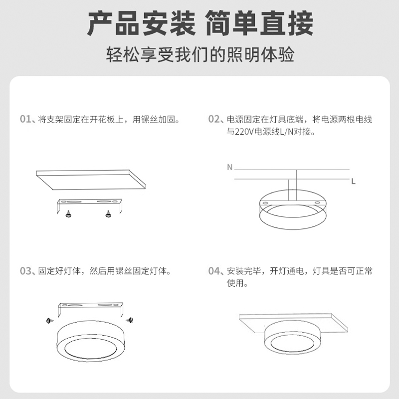 超薄明装筒灯圆形玄关窄边免开孔极简小吸顶桶灯走廊过道三色变光