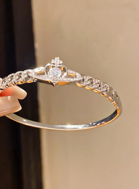 18k真金电镀锆石土星爱心十字架手镯轻奢感手环宫廷风手饰女