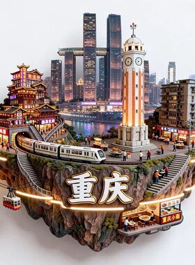 重庆洪崖洞李子坝冰箱贴2026新款金属浮雕磁贴旅游纪念品文创礼物