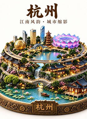 杭州文创冰箱贴2026新款金属浮雕磁贴西湖雷峰塔旅游纪念品伴手礼