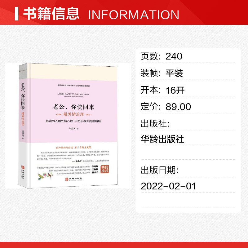 老公，你快回来：婚外情治理 朱身勇著 解读男人婚外情心理，手把手教你挽救婚姻 - 图0