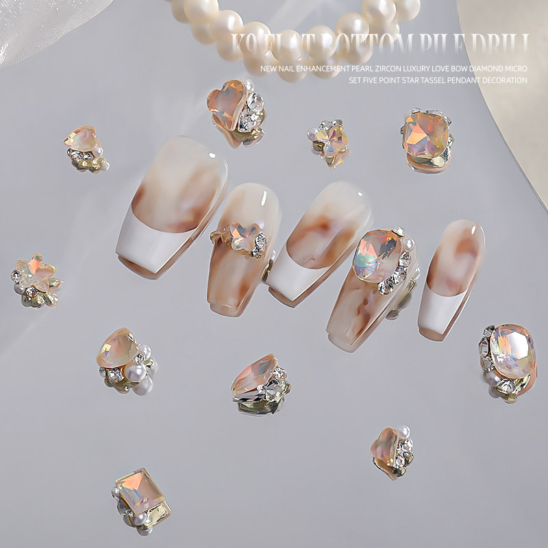 美甲钻饰品超闪极光香槟色钻球歪心珍珠2025新款堆钻美拉德指甲钻,淘宝优惠券,粉丝福利购,淘宝优惠卷