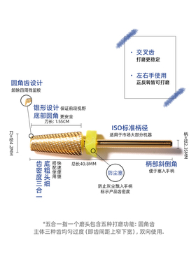 钨钢打磨头金色前置处理美甲工具