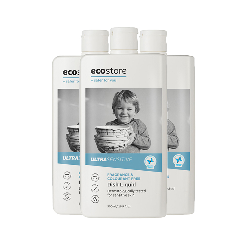 新西兰ecostore食品级家用无香洗碗液果蔬清洗剂洗洁精500ml*3