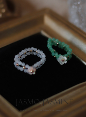 玉石贝壳百搭可水洗串珠戒指女