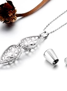 不锈钢火葬纪念项链吊坠水滴镂空珠宝纪念品宠物去世定制项链礼物