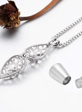 钛钢宠物离世骨灰毛发牙齿文字小图案定制收藏纪念品项链精致礼物