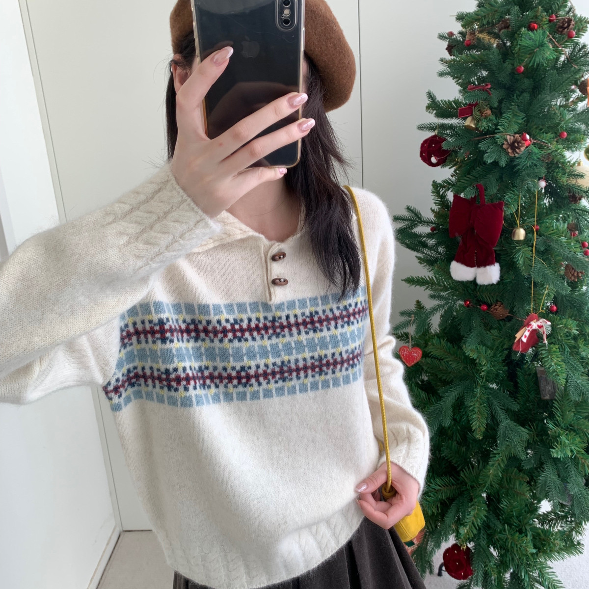 MUUTIS牧缇-Polo领条纹阿拉善骆驼保暖毛衣（含11.8骆驼绒）LJZ16 - 图0