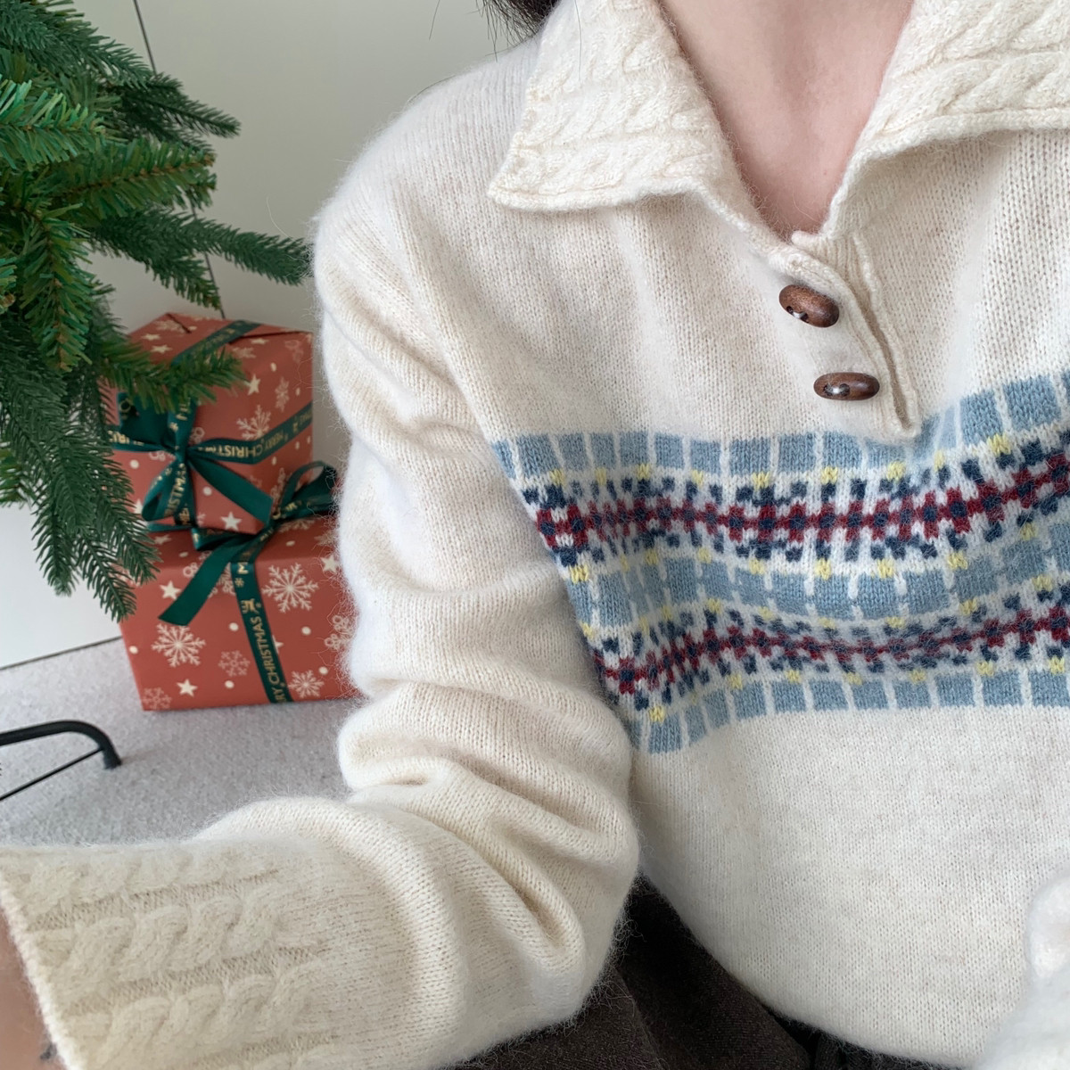 MUUTIS牧缇-Polo领条纹阿拉善骆驼保暖毛衣（含11.8骆驼绒）LJZ16 - 图2