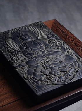 仿古禅意中国风仿金砖汉砖如来大摆件杯垫干泡台茶室桌面软装