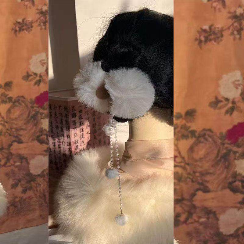 梦金陵 原创毛球古风流苏抓夹汉服秋冬可爱发饰百搭配饰中国风,淘宝优惠券,粉丝福利购,淘宝优惠卷