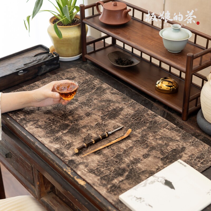 Banniang's Tea Old material fragrant cloud gauze lotus double-sided tea mat tea table mat retro dry soaking mat tea set tea accessories