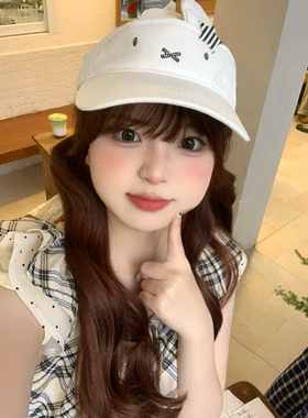 奈里原创 miffy米菲兔宝系列～夏季运动感透气烫钻空顶帽遮阳帽