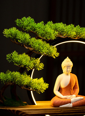 禅意中式如来佛摆件陶瓷东南亚泰佛紫砂释迦牟尼佛像软装玄关饰品