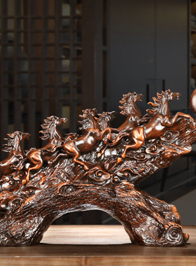 马摆件树脂工艺品招财八骏马八骏雄风风水办公室老板桌桌面装饰品