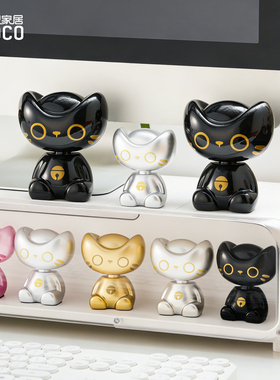 ideaco奇趣装饰摆件手办招财猫乔迁二梨同心礼盒装送男女潮玩礼物