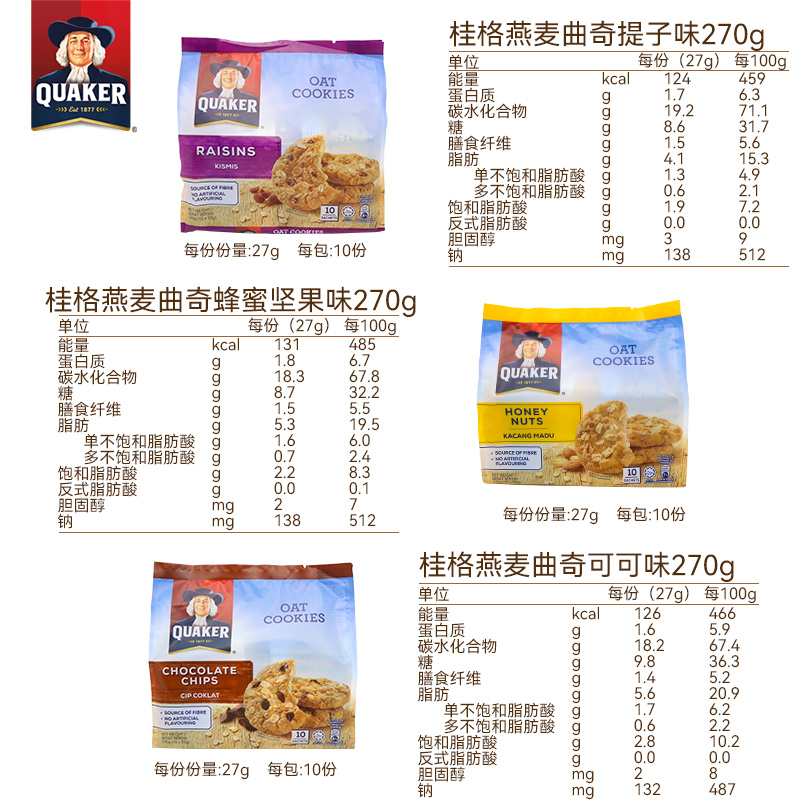 Quaker桂格高纤维全谷物燕麦曲奇饼干休闲食品办公室零食效期7月-图3