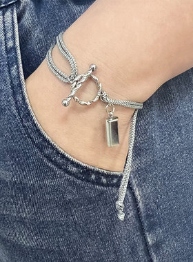 刘俊谦同款范少勋双层编绳OT扣小方牌吊坠手链环台影我在这里等你