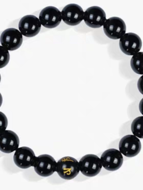 金旼炡同款手链金玟庭aespa Winter黑曜天然石玛瑙拼色手串金冬天