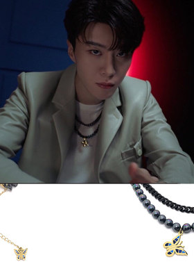 黑色钛钢玛瑙古巴项链范丞丞同款