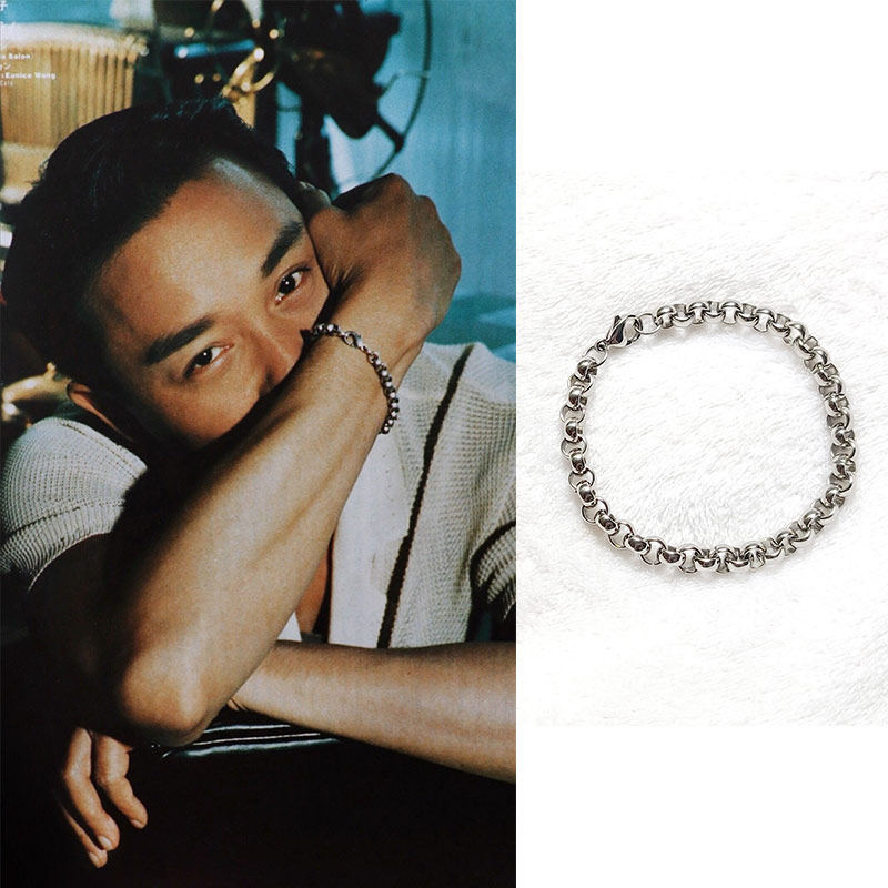 张国荣哥哥Leslie明星同款手链钛钢情侣四季相伴手镯环圈饰品周边