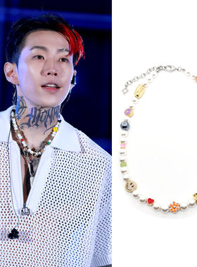 朴宰范同款满钻笑脸8字钱袋相机音符趣味元素项链圈红爱心JAYPAPK