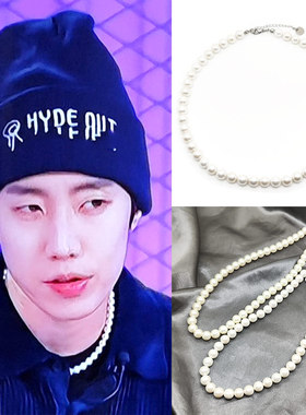 朴宰范同款玻璃贝壳珍珠锁骨项链