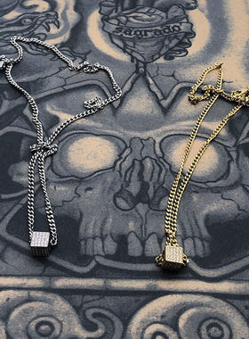 马頔同款正方体满钻微镶钻石项链