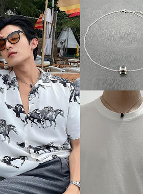 netjames陈欣博同款钢黑色圈项链