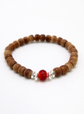 头层牛皮珠手串925纯银手链