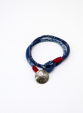 原创设计蓝染古布绳男女手链手串