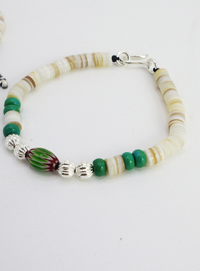 男女通用925银贝壳复古手链手串