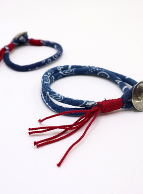 原创设计蓝染绳古布绳手链手环