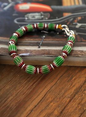 男女通用925纯银琉璃珠复古手链