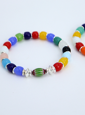 情侣925纯银琉璃珠原创设计手链