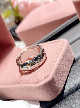 欧美潮流菱格纹窄版光面指环男女