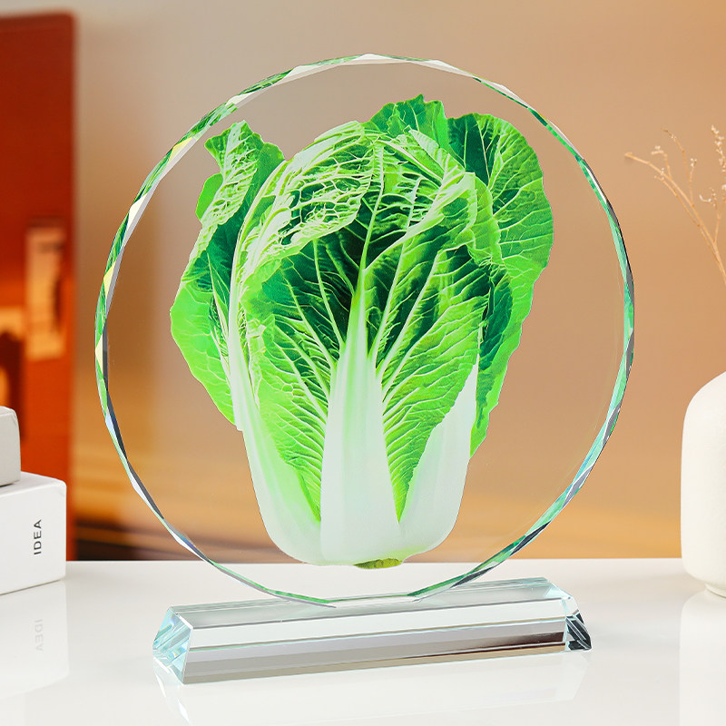 水晶底座白菜装饰摆件客厅招财植物造型透明工艺品家居风水摆设,淘宝优惠券,粉丝福利购,淘宝优惠卷