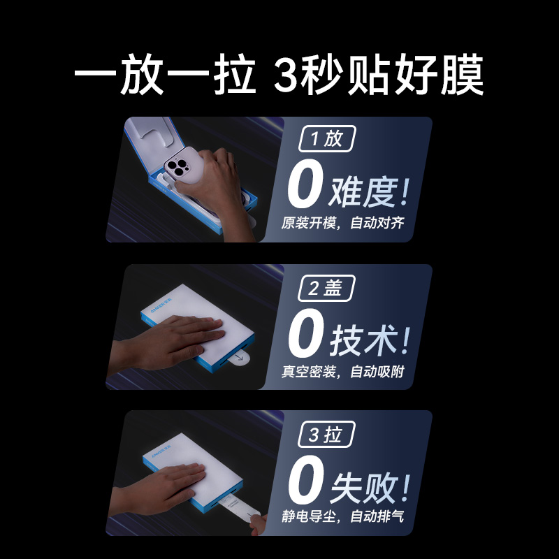 Anker安克无尘舱钢化膜适配苹果15Promax高清钢化膜13pro全屏手机膜iPhone14Plus防窥膜12Pro手机防指纹防摔 - 图0