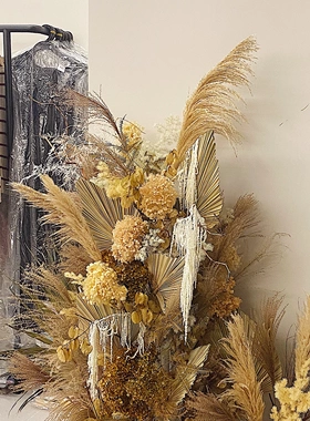 干花装饰美陈插花拱门复古橱窗布置花艺服装店展厅拍照背景