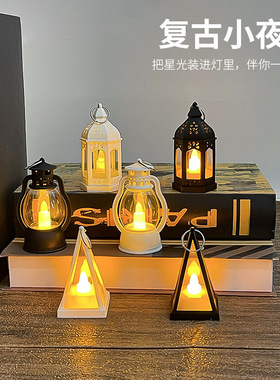 复古迷你小夜灯led电子蜡烛灯家居派对装饰氛围灯拍照道具小摆件