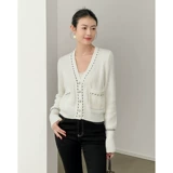 Meiyang Meiyang [Spot] Torter String String Cardigan Шерсть смешанный цвет арочный арочный игла