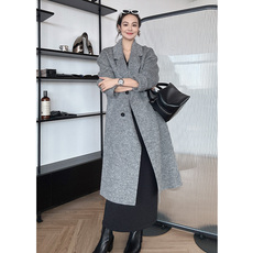 женское пальто 美洋meiyang 威廉驼绒大衣 质感取胜！优雅排扣中长款双面呢外套