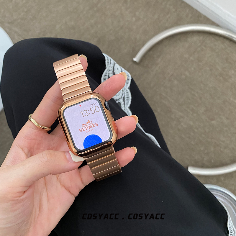 COSYACC适用于苹果手表iWatch6789代se不锈钢金属高级感钢链表带-图1