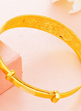 沙金满天星推拉手鐲女士久不掉色手环仿真镯子首饰品送妈妈长辈