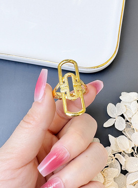 越南沙金个性戒指几何扣欧美流行复古饰品男女铜合金