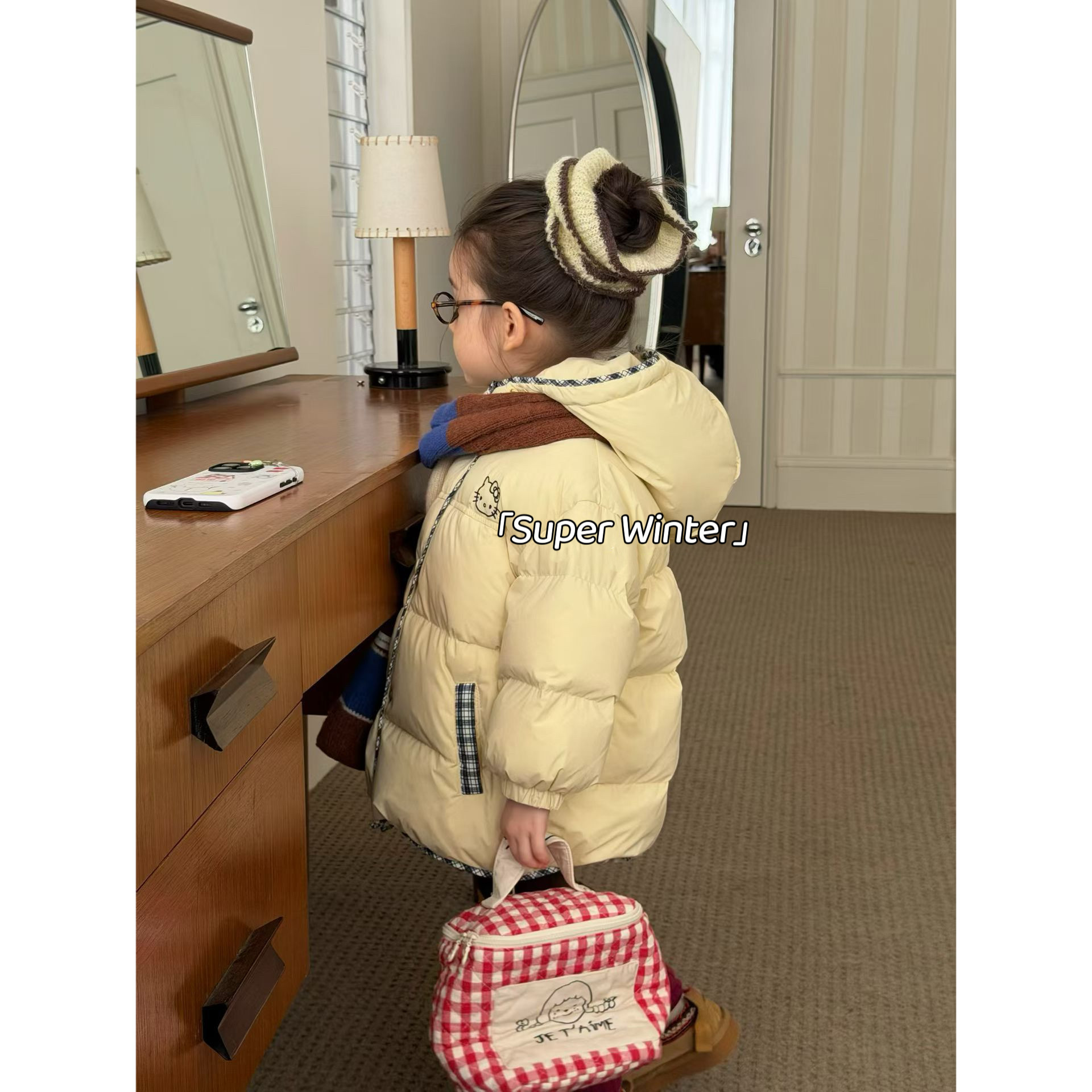 女童冬季新款韩版洋气卡通KT猫夹棉棉服连帽保暖加厚外套百搭棉袄,淘宝优惠券,粉丝福利购,淘宝优惠卷