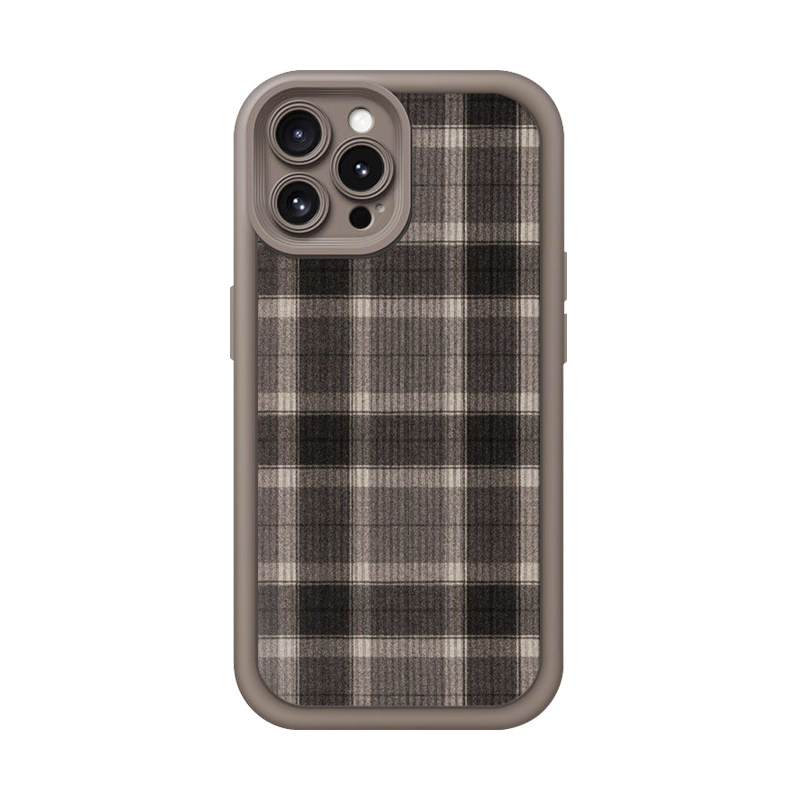 咖啡色秋冬经典黑格子iphone15手机壳适用苹果14小米13华为mate60全包P50荣耀90防摔vivo一加oppo网红ins风潮