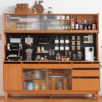 Nordic Dining Side Cabinet Solid Wood Tea Water Cabinet Home Restaurant Integrated By Wall Day Style Log High Cabinet Minima Storage Wine Cabinet